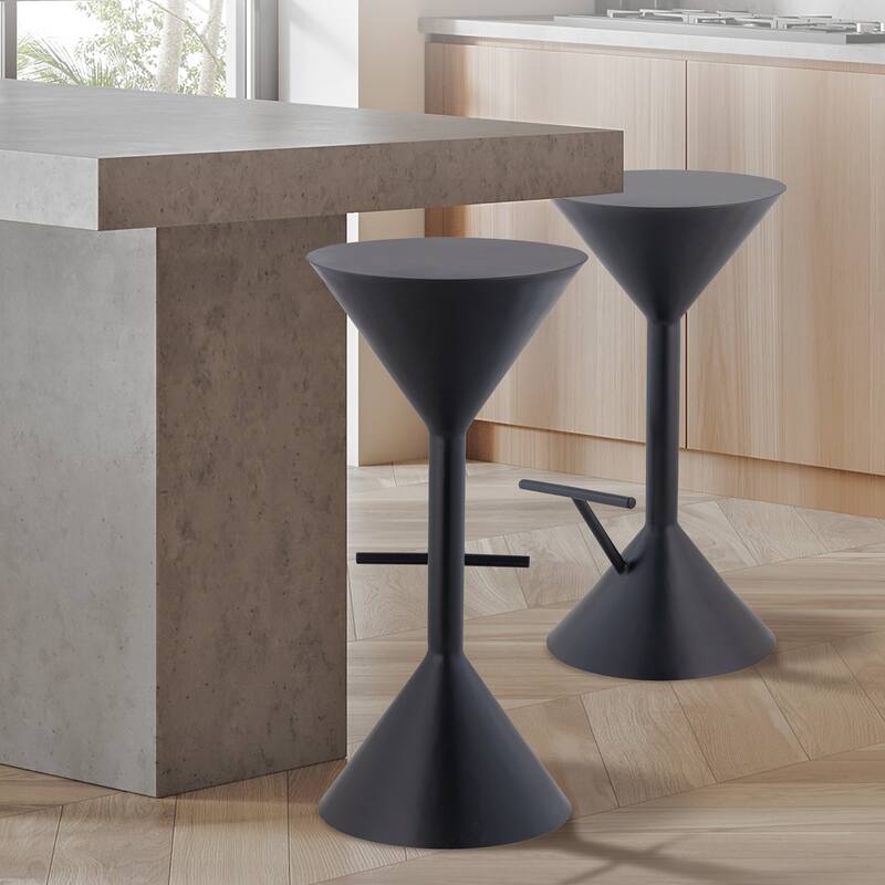 Svelte 29.75" Modern Industrial Iron Hourglass Backless Bar Stool with Foot Rest, by JONATHAN Y