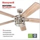 preview thumbnail 2 of 16, 52" Honeywell Bonterra Brushed Nickel Contemporary Indoor LED Ceiling Fan with Light and Remote Control