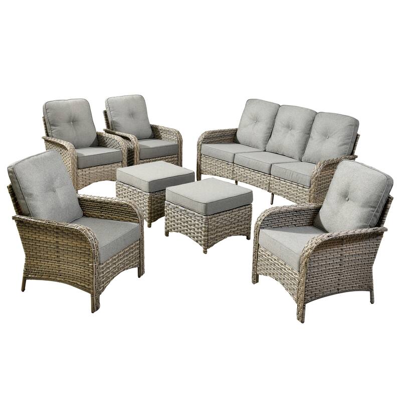 XIZZI 7-Piece Outdoor Patio Furniture Conversation Set with Ottomans