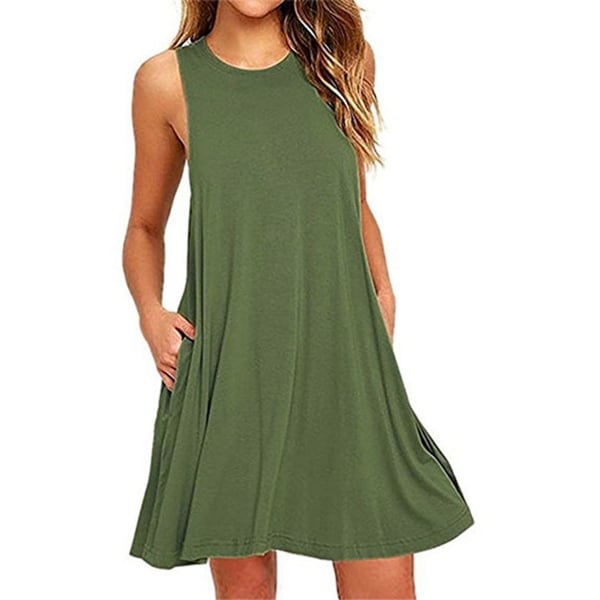 Summer Beach Dresses For Women Tank Top Bikini Swimwear Cover Up Plain Pleated Loose