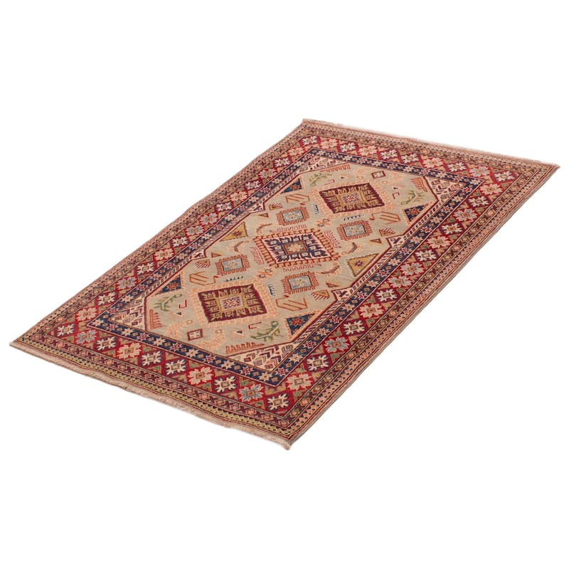 ECARPETGALLERY Hand-knotted Uzbek Ghazni Grey Wool Rug - 4'1 x 5'8