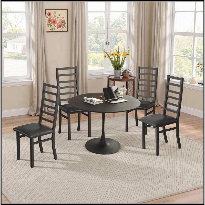 High Back Armless Metal Dining Chairs Set