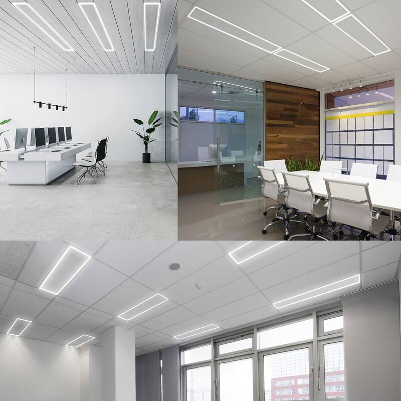 Luxrite 1x4 FT Edge-Lit Frame LED Panel Lights, 5CCT Selectable, 2600/3900/5200LM, 0-10V Dimmable, Damp Rated 4 Pack