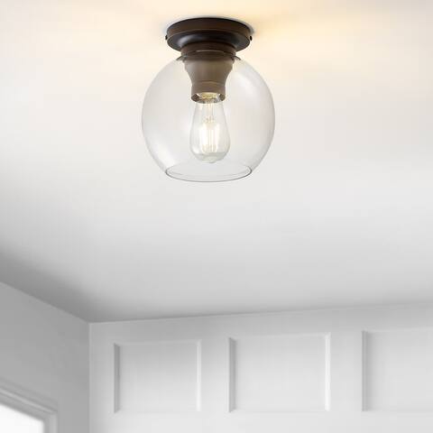 Duo 7.75" Metal/Glass LED Flush Mount, by JONATHAN Y