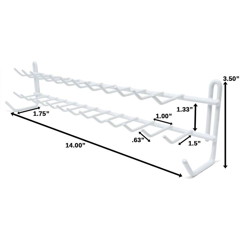 HUJI Wall Mount Tie and Belt Rack Organizer - White