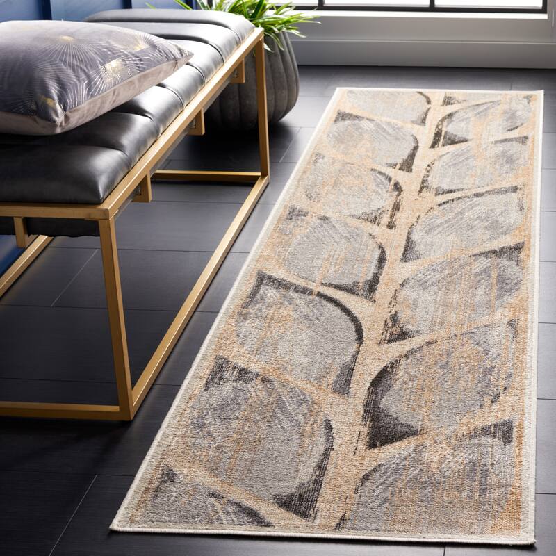 SAFAVIEH Atlas Tjallie Modern Abstract Viscose Rug - 2'2" x 8' Runner - Charcoal/Grey