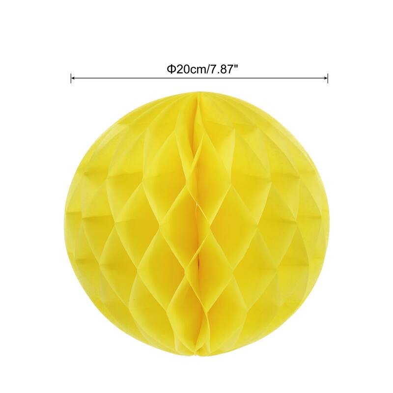6Pcs Paper Pom-Poms Balls Paper Tissue Flower Ball for Party Decor - Yellow - 8 Inch