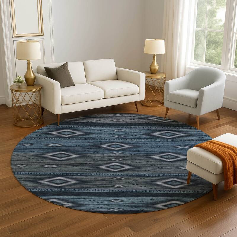 Premium Washable Super Soft Global Boho Mayfield Rug - Teal - 8' x 8'