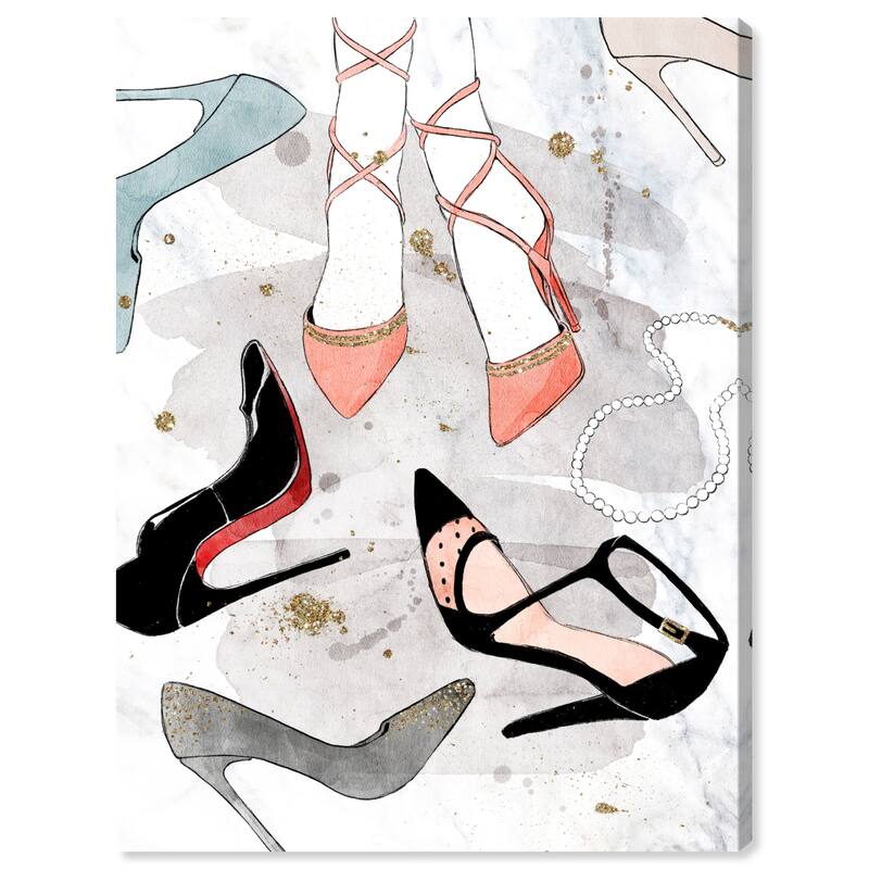 Wynwood Studio Canvas Fashion and Glam Heel Collection White and Light Pink Glam Wall Art Canvas Print
