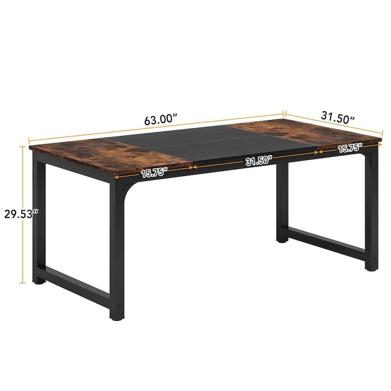 63" Industrial Dining Table for 4-6, Kitchen Table for Dinning Room - 63" L x 31.5" W x 29.53" H