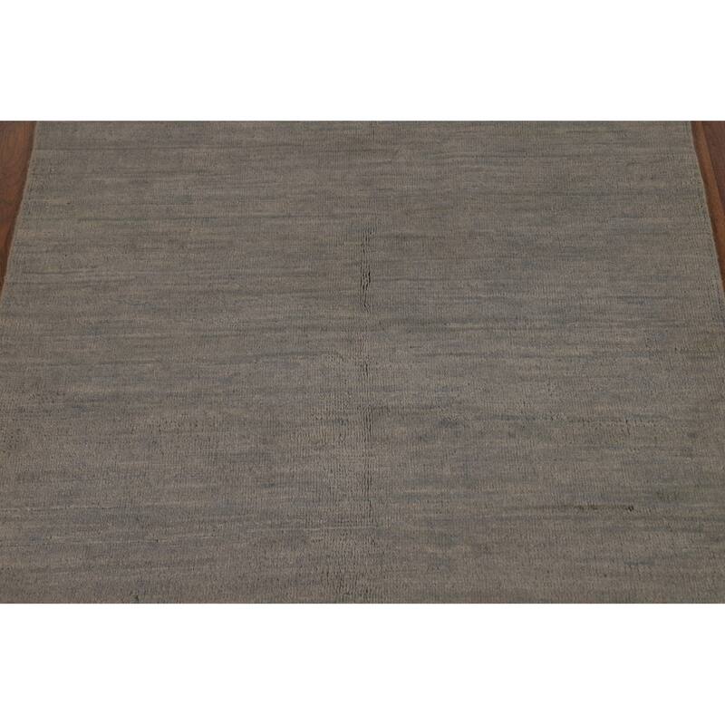 Striped Gray Gabbeh Modern Rug Handmade Wool Carpet - 3'3" x 4'6"
