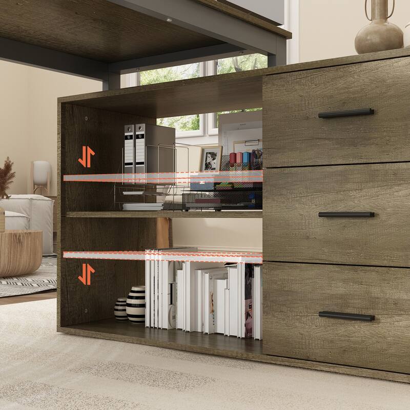 55-inch Timechee L-shaped Storage Computer Desk