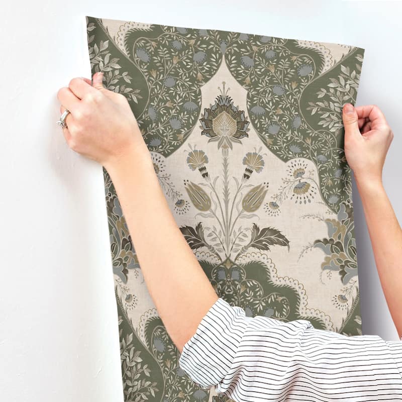 A-Street Prints Auden Green Floral Grandeur Wallpaper