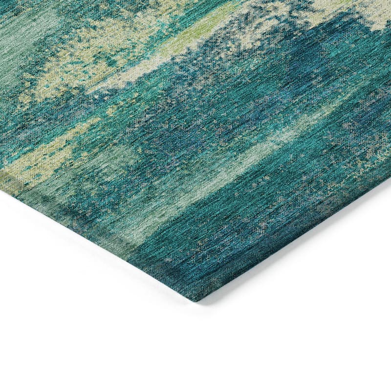 Machine Washable Indoor/ Outdoor Abstract Modern Chantille Rug