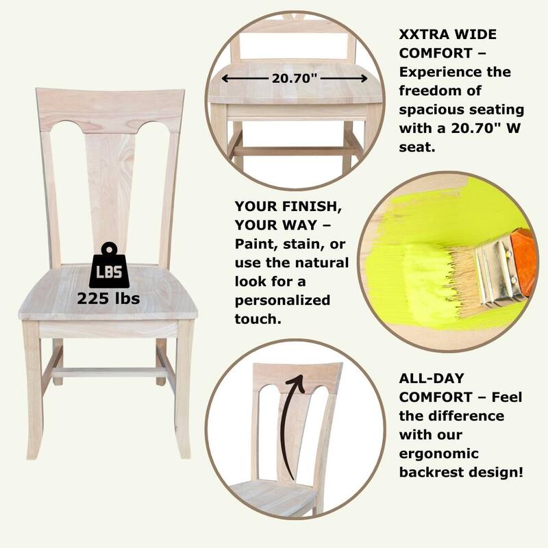 Elle Solid Wood Dining Chairs, Set of 2