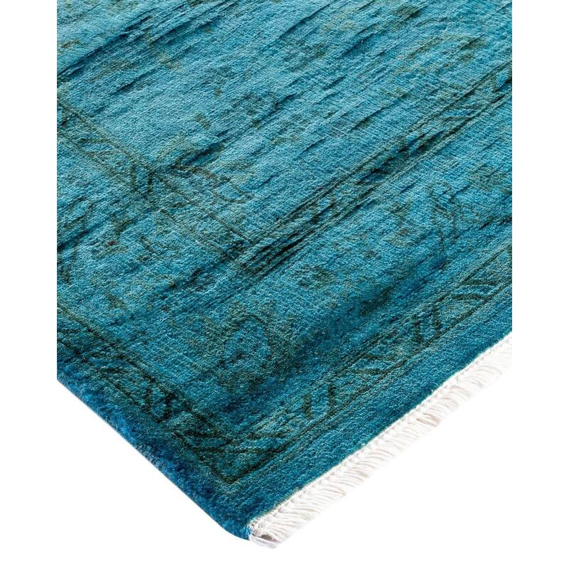 Fine Vibrance, One-of-a-Kind Hand-Knotted Runner Rug - Blue, 2' 6" x 10' 3" - 2' 6" x 10' 3"