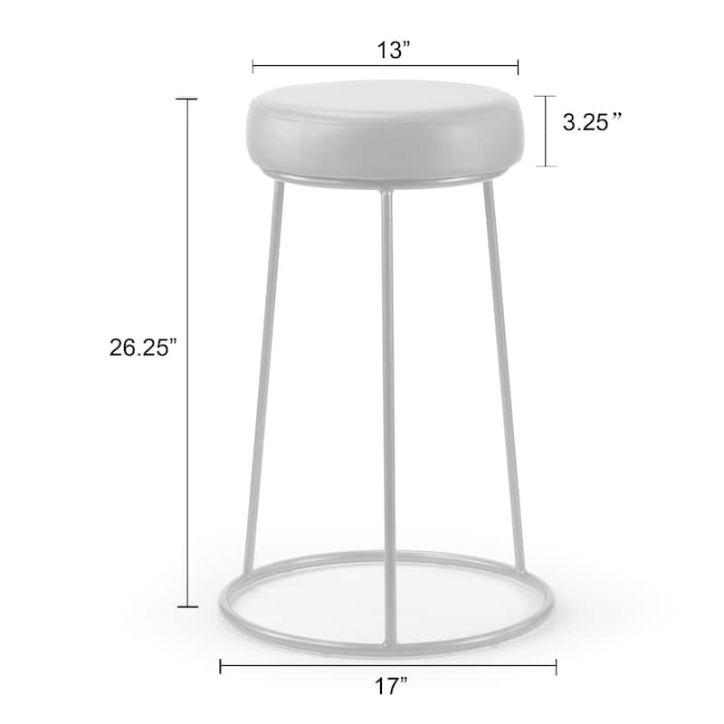 Amie Cappuccino Brown Faux Leather Backless Counter Stool with Gunmetal Grey Frame (Set of 2)