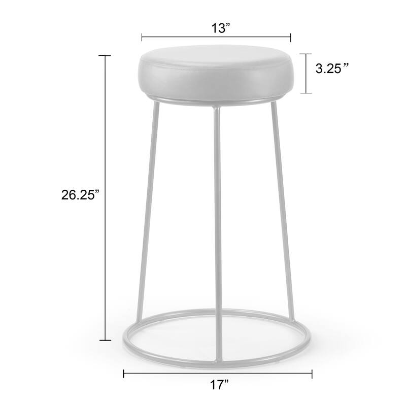 Set of 2 Amie Grey Backless Counter Stool with Gunmetal Grey Frame