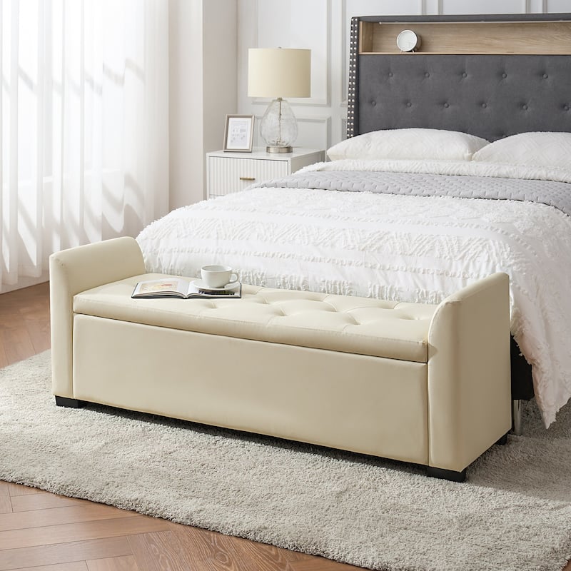 Laura Traditional 57.75"Wide Tufted Storage Bench by HULALA HOME