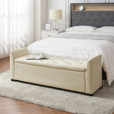Laura Traditional 57.75"Wide Tufted Storage Bench by HULALA HOME