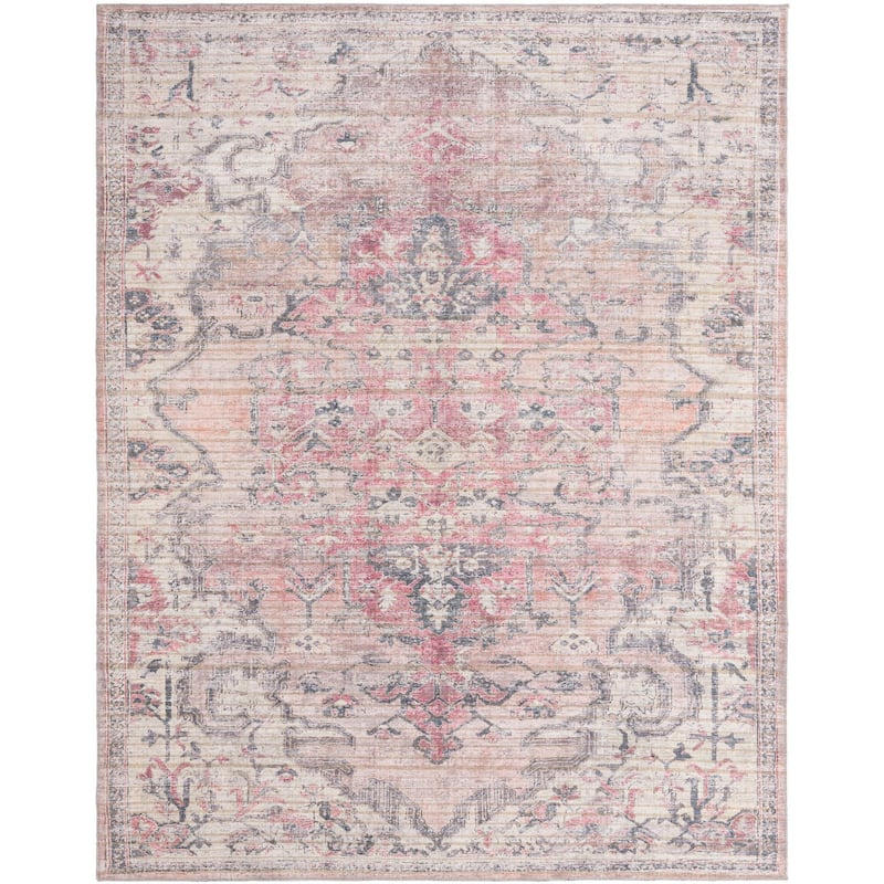 Transitional Pria Collection Area Rug - 7'10"x10' - Beige-Pink