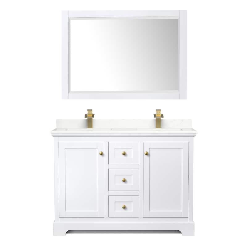 Avery 48-inch Double Vanity, Quartz Top, 46-inch Mirror