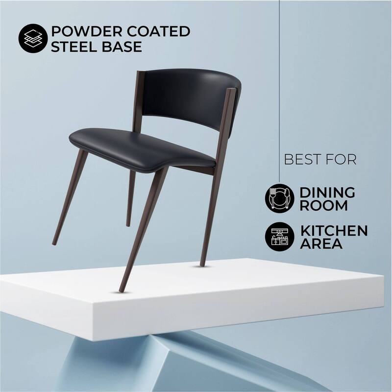 Leather Dining Chairs with Iron Legs and Open-Back Design Aspen Series Set of 2