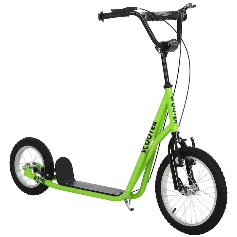Steel Aluminum Kick Scooter with Adjustable Handlebar - 53.25"L x 22.75"W x 34.75"-37"H