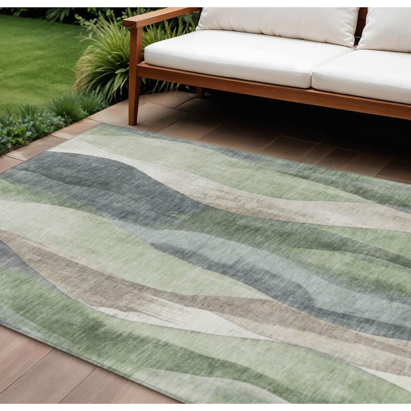 HomeRoots Abstract Transitional Rectangle Outdoor Rug - 10' X 14'
