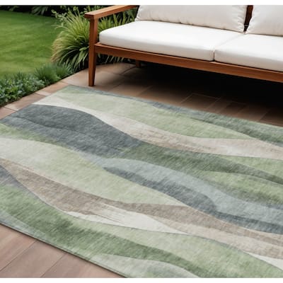 HomeRoots Abstract Transitional Rectangle Outdoor Rug