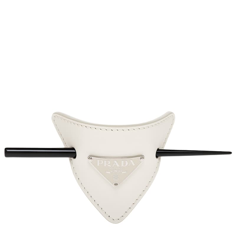 Prada Leather Stick Pin Hair Clip - White