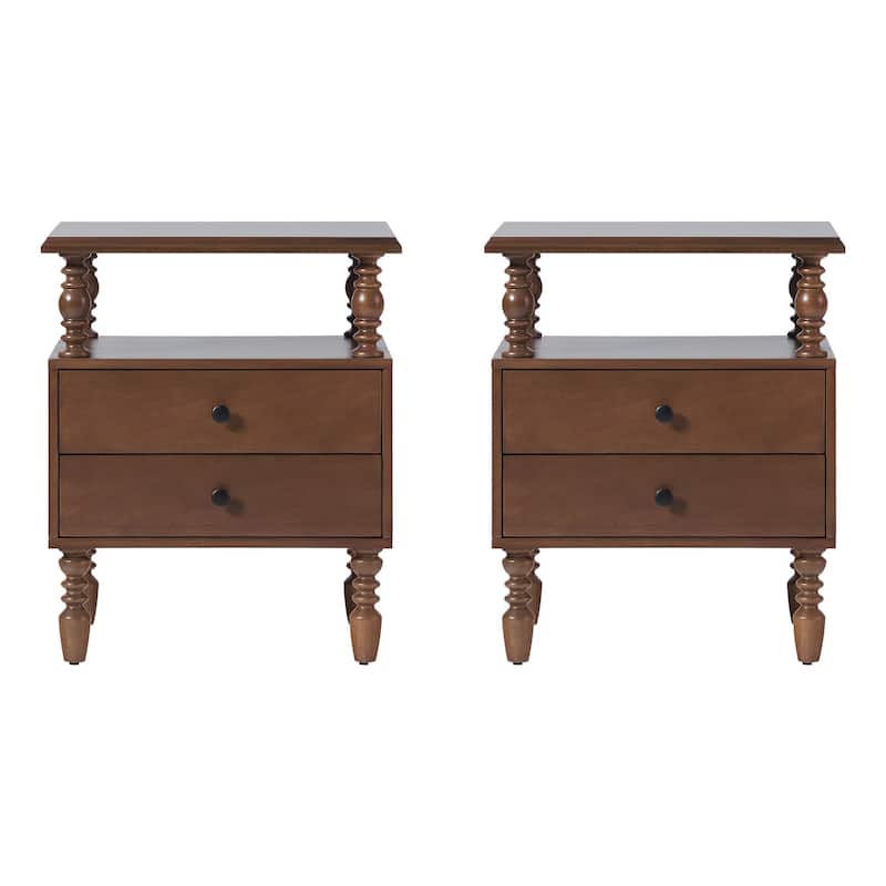 Walker Edison Easy Assembly Solid Wood 2-Drawer Nightstand (Set of 2)