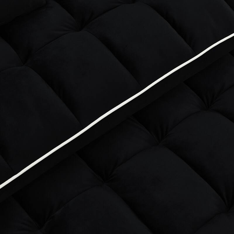 Modern Sofa Velvet Pull-out Bed, Adjustable Back and with USB Port