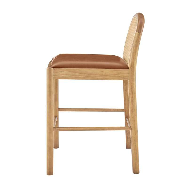 NPD Furniture Donna Faux Leather Rattan Counter Stool (Set of 2)