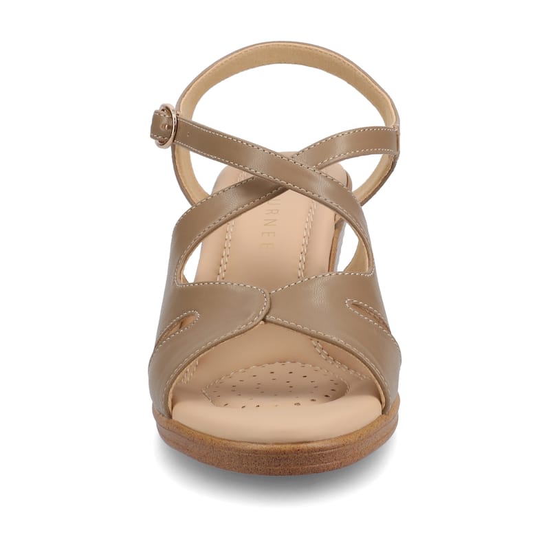 Journee Women's KedzieII Medium and Wide Width Wedge Sandals - Medium - Taupe - 6.5