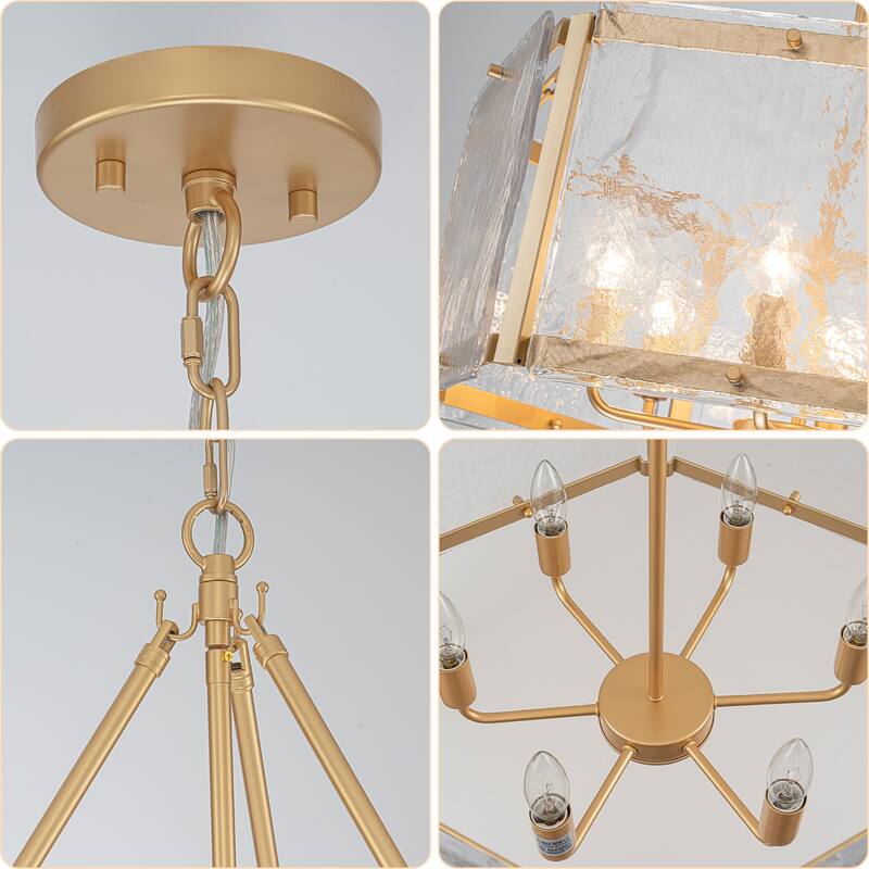 Black/Gold Glass Drum Chandeliers for Dining Room Living Room Entryway - W24.02"