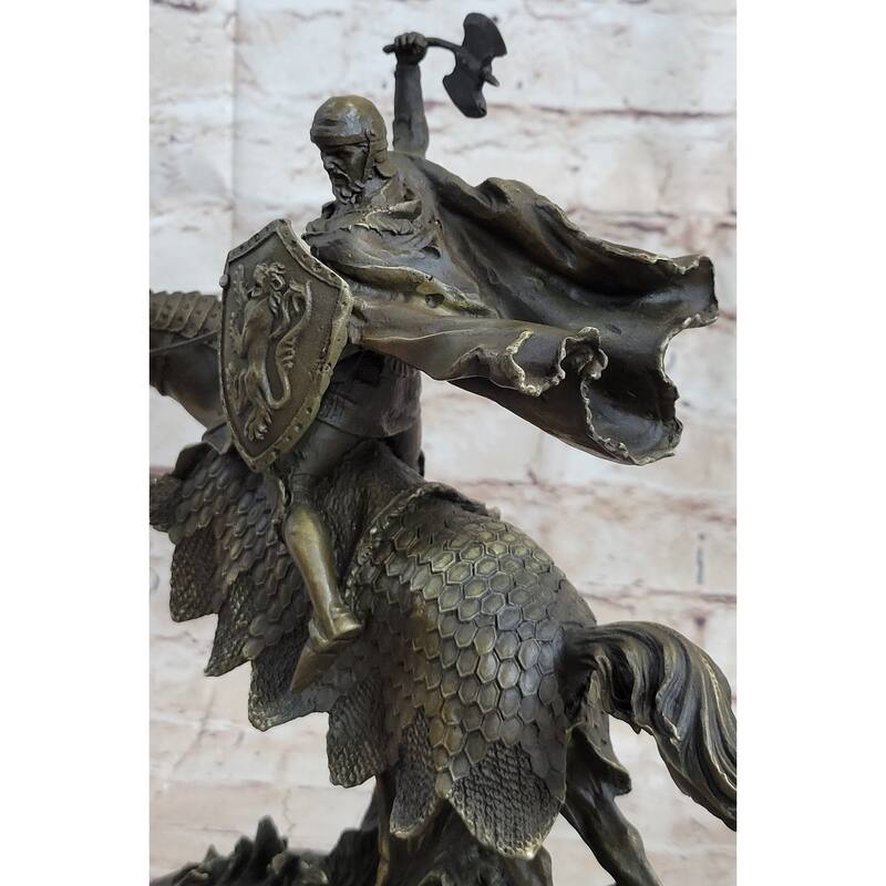 European Knight On Imitative Horseback Armored Imitative Horse Bronze Sculpture Statue Figure By Kamiko