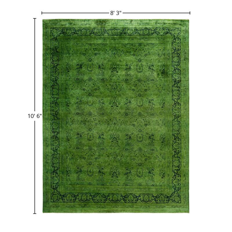 Overdyed One-of-a-Kind Hand-Knotted Area Rug - Green - 8' 3" x 10' 6"