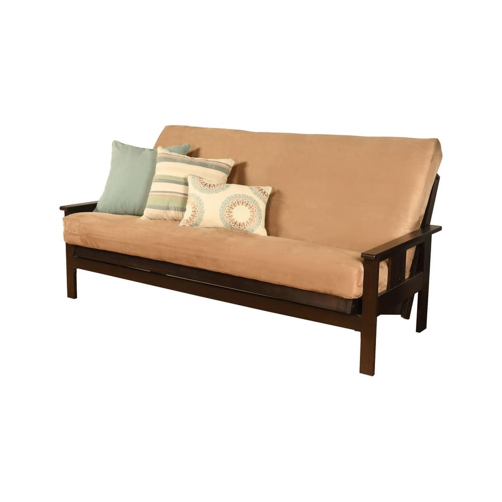 Somette Monterey Sofa in Espresso Finish with Removable Suede Mattress Cover