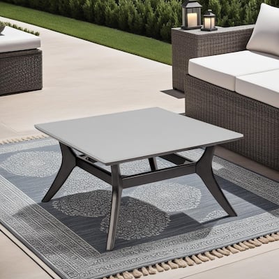 Beckham Eucalyptus Wood and Super Stone 32" Outdoor Square Coffee Table