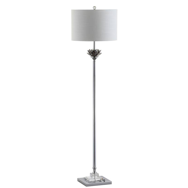 Francine Lotus 59" Crystal / Metal LED Floor Lamp, Smoke Gray/Chrome by JONATHAN Y - 59" H x 15" W x 15" D