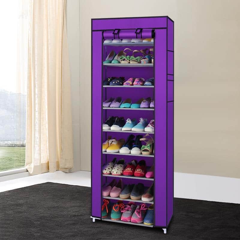 10 Tiers Portabl Storage Closet Organizer Shoe Rack Cover 3 Colors