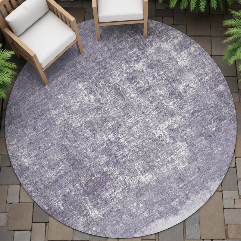 Machine Washable Indoor/Outdoor Border Ombre Chantille Rug - Lavender - 8' x 8'