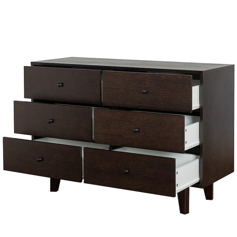 Modern Auburn Solid Wood Dresser Chest of Drawers with Retro Round Handle