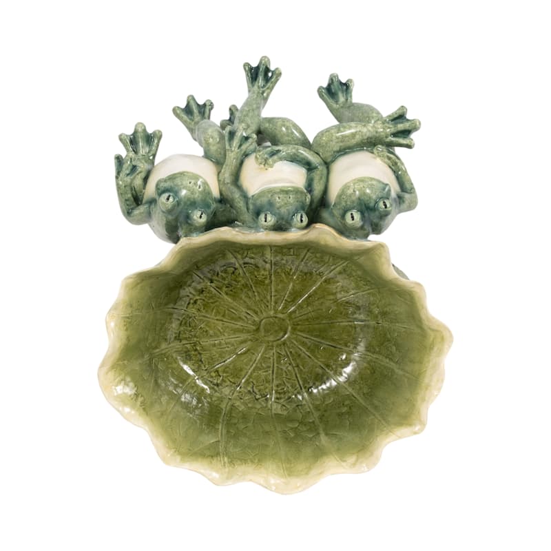 Sagebrook Home Green Polyresin 12" Three Sitting Frogs Planter - 11" x 12" x 8"