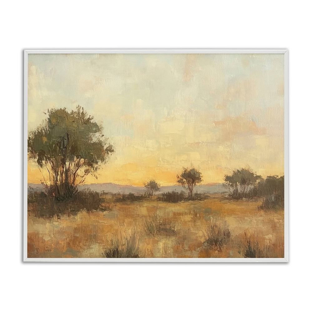 Stupell Honey Hued Horizon Framed Giclee Art Design By Petal Prints Design