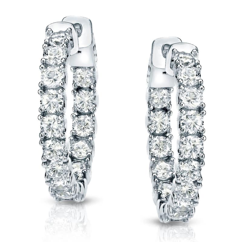 Auriya 14k Gold 1 carat TW Small Diamond Hoop Earrings - 0.75-inch (J-K, I1-I2)