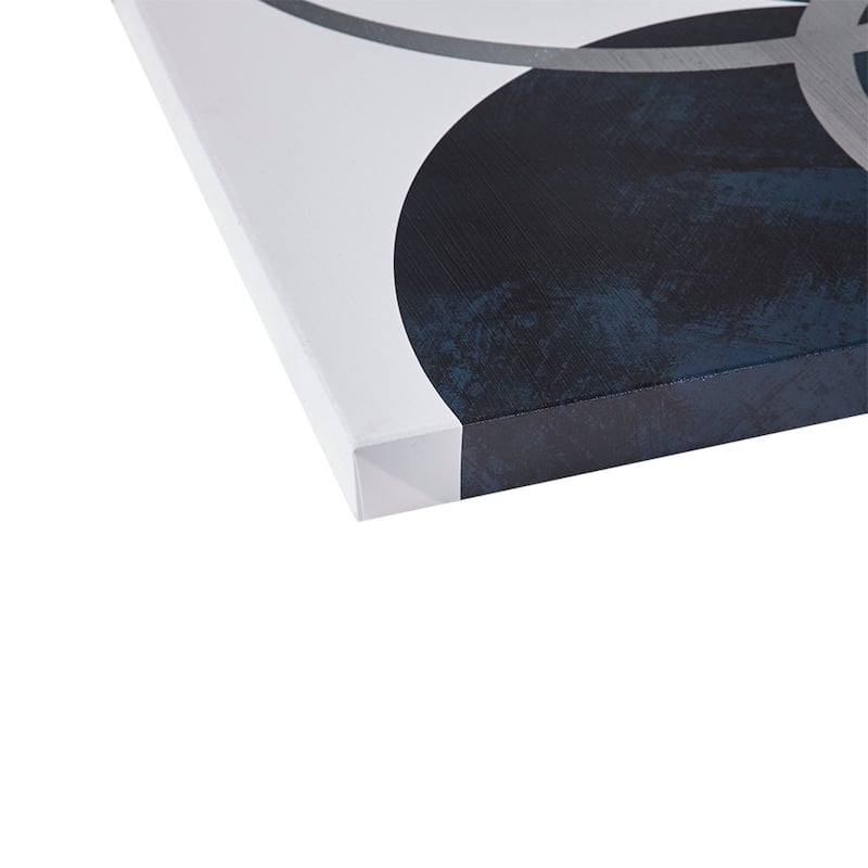 Roomfitters Silver Foil Abstract 2-Piece Canvas Wall Art Set, 24x36 Inch Large Navy and Metallic Vertical Decor for Living Room