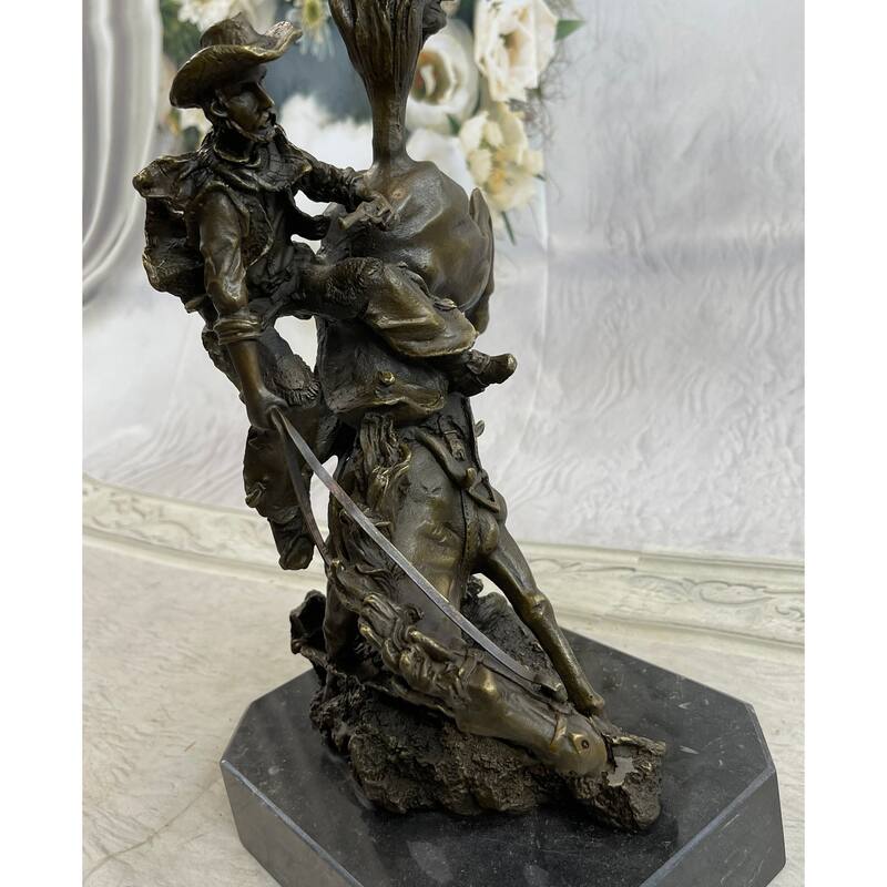 Large Arizona Cowboy Bronze Sculpture By Remington Cow Boy Figurine Figure Decor