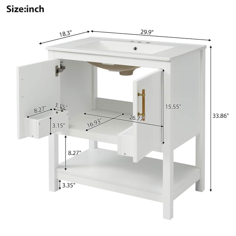 Merax Bathroom Vanity with Ceramic Sink and Versatile Storage
